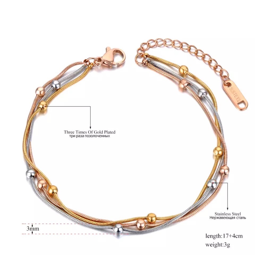 Stainless Steel 3 Layer Beaded Bohemia Bracelet - Picture 4 of 5